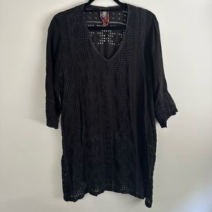 Johnny Was Black Eyelet Embroidered Tunic